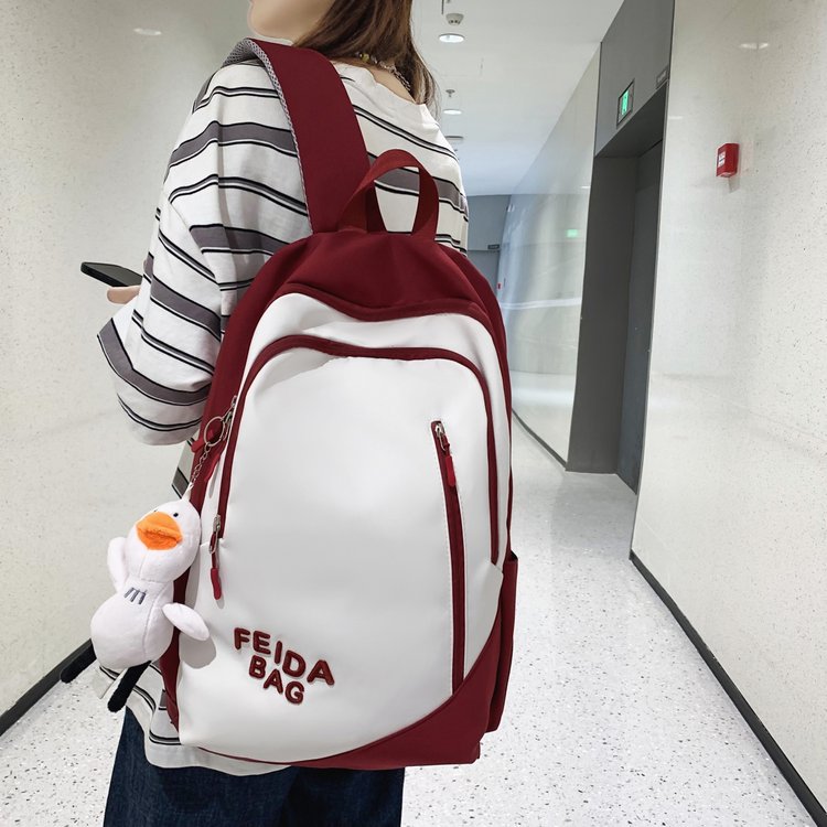 Three-layer letter large-capacity couple's backpack junior high school student female backpack canvas male high school student school bag