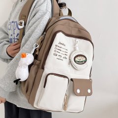Japanese ins college style girl's schoolbag, junior high school and high school student backpack, large capacity, contrasting color, versatile backpack