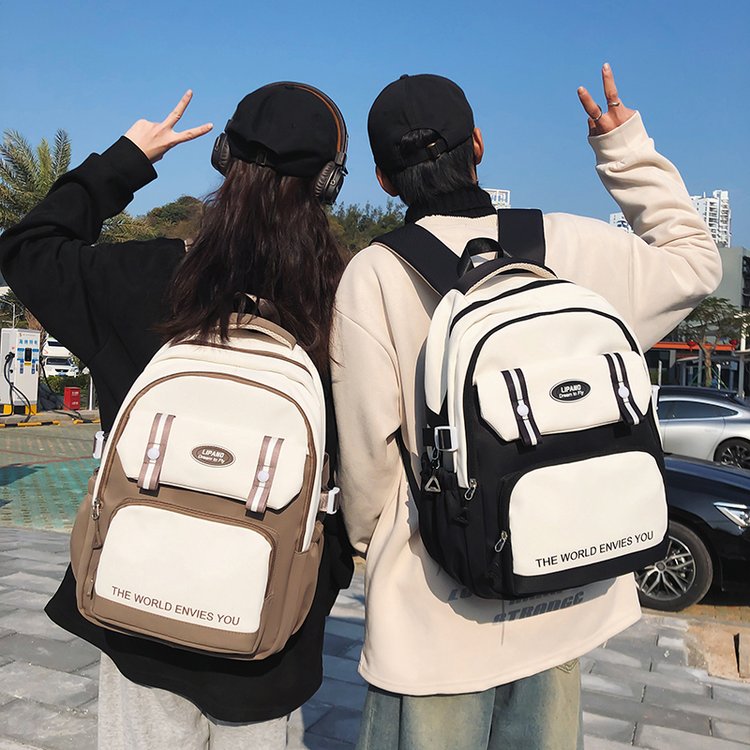 Japanese style ins contrasting color portable tutoring bag for primary and secondary school students Korean version ins large capacity college style backpack for middle school students