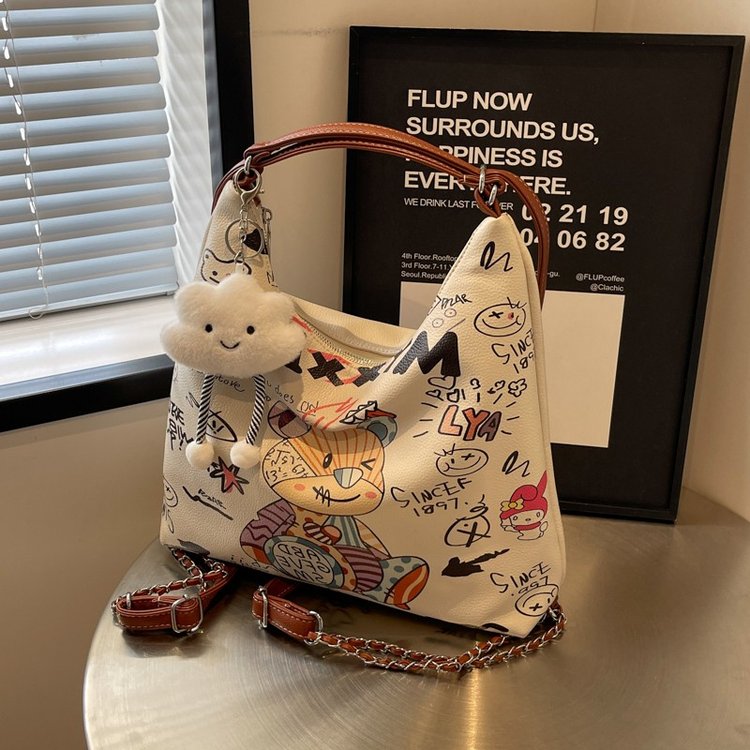 Tote bag for women 2024 new large-capacity commuter backpack summer versatile fashionable single shoulder college student class bag