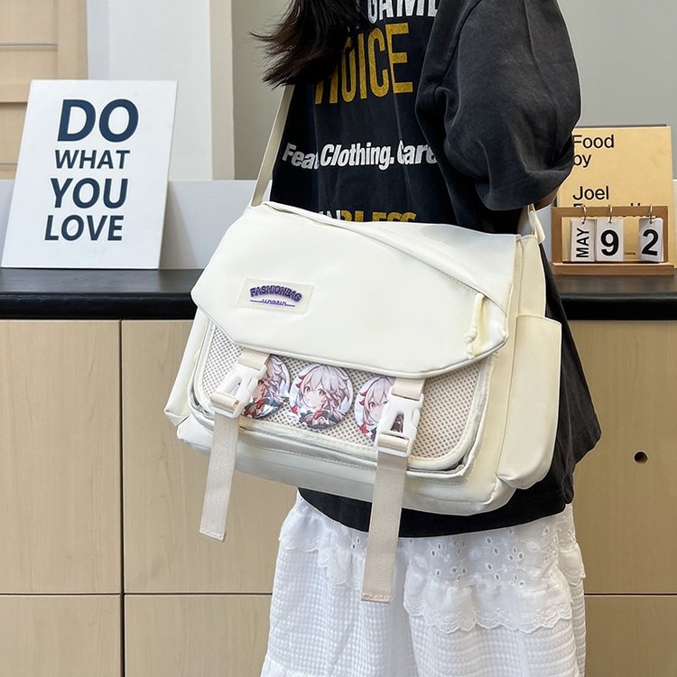 New original Japanese style shoulder pain bag, versatile transparent shoulder crossbody bag, two-dimensional campus college pain bag