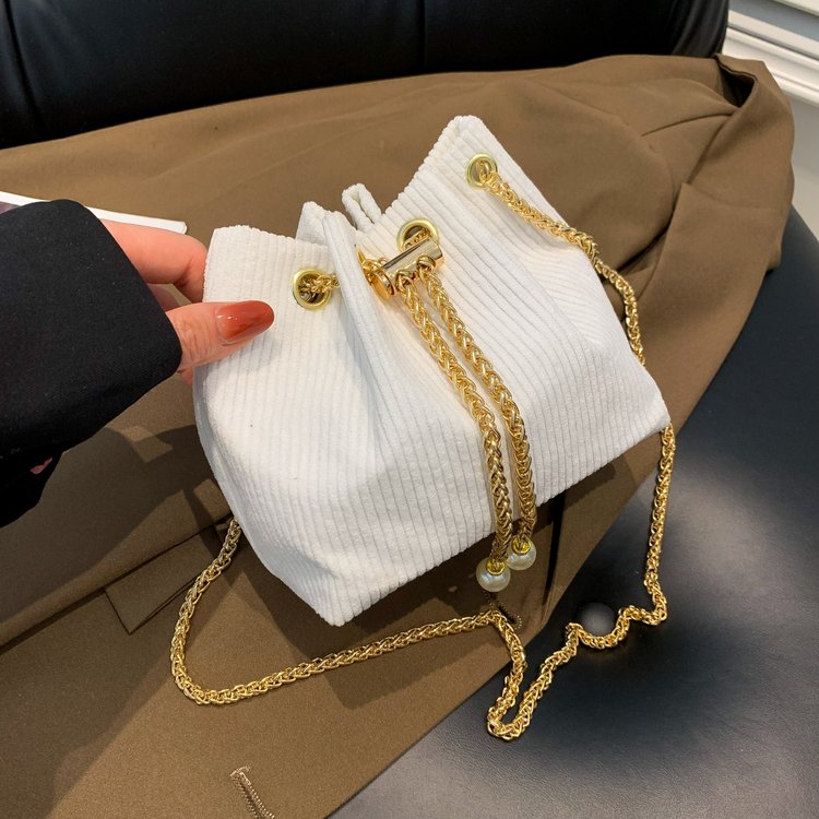 Korean style corduroy small bag, new textured shoulder bag, hand bag, summer simple crossbody bucket bag