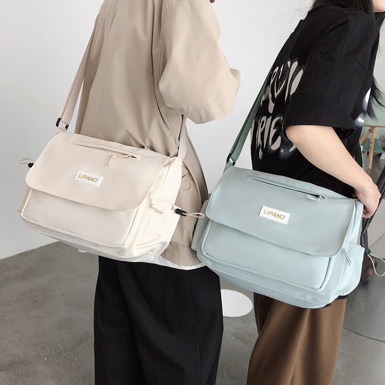 Japanese simple and versatile cross-body bag for women, large-capacity student class bag, Korean version of workwear, trendy casual messenger bag for men