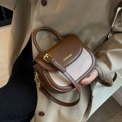 Casual splicing bag for women summer new fashion versatile shoulder bag niche design portable crossbody saddle bag