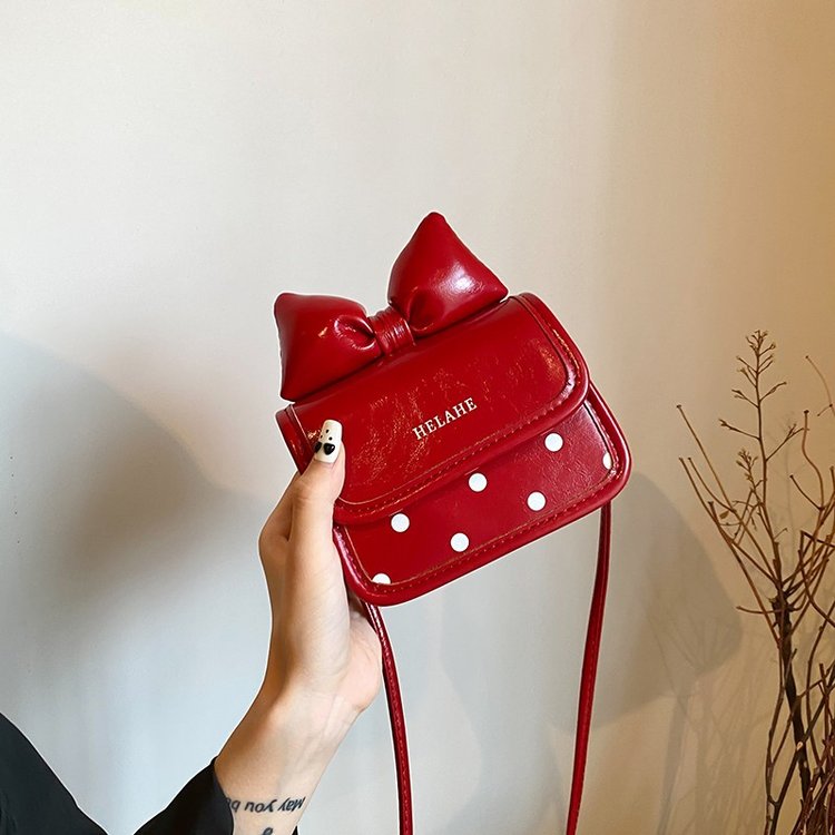 This year's popular bow mini square bag parent-child design children's girls crossbody coin earphones lipstick bag