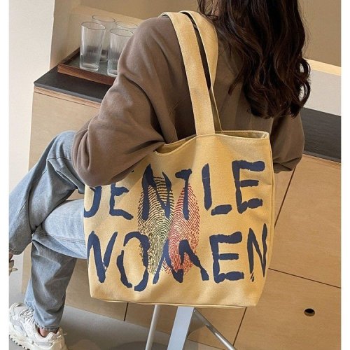 Canvas bag women's 2024 new shoulder bag casual large capacity Korean version student school bag literary and versatile handbag
