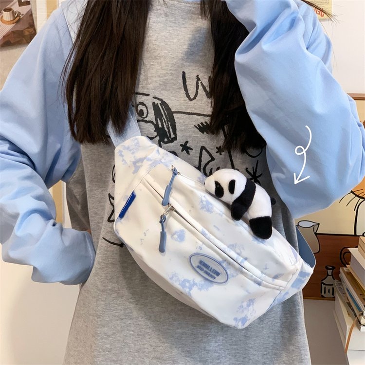 Tie-dye chest bag for women, new Korean style summer shoulder bag, versatile women's cycling sports summer waist bag trendy bag