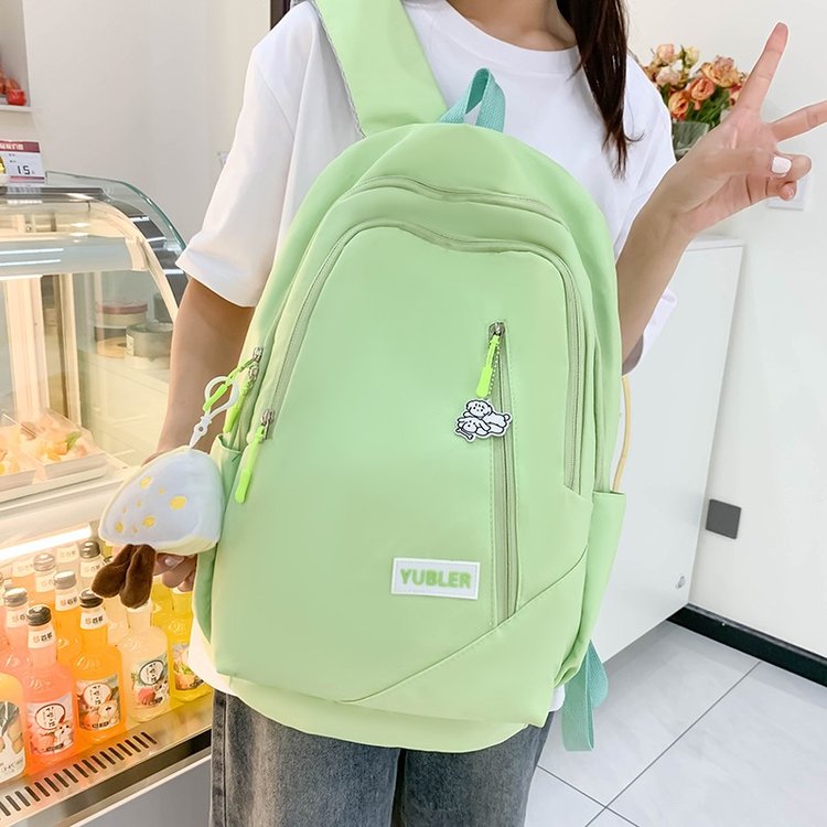 Backpack 2023 New Middle School Birthday Girl Solid Color Simple School Bag Large Capacity Fresh and Trendy