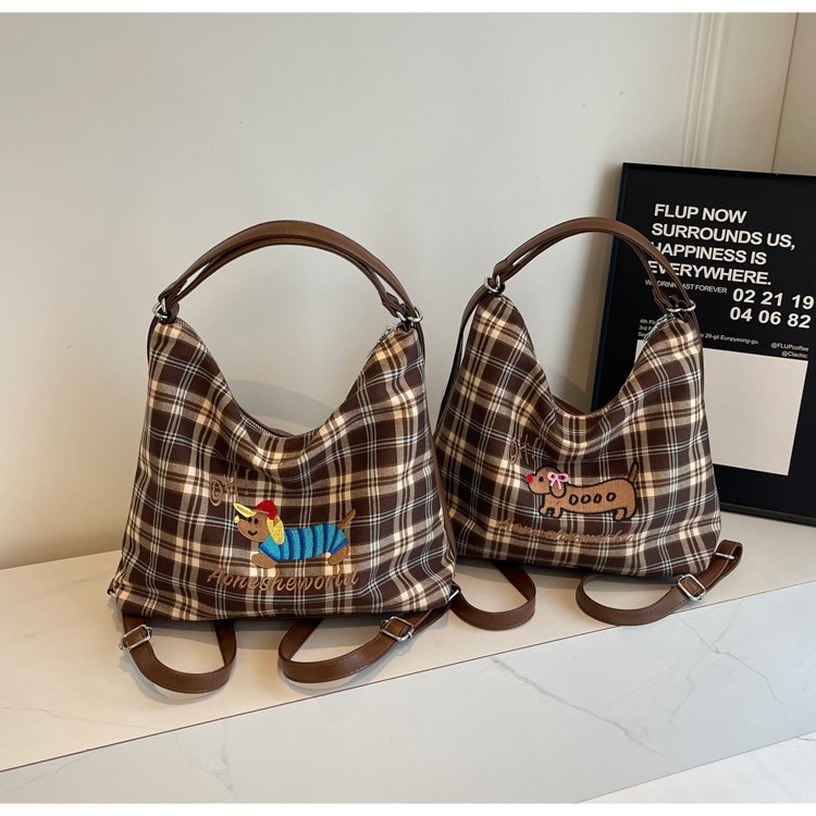 Commuting Large Capacity Bag Women 2024 New Popular Crayon Dog Backpack Single Shoulder Messenger Bag Tote Bag