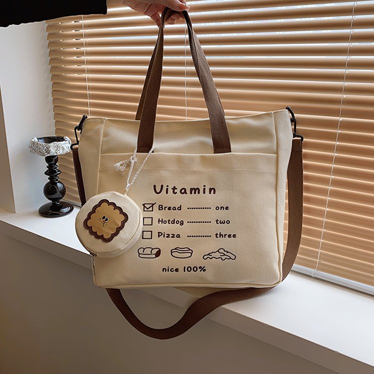 Large-capacity commuter crossbody bag Japanese style ins cute versatile shoulder tote bag student tutoring canvas bag