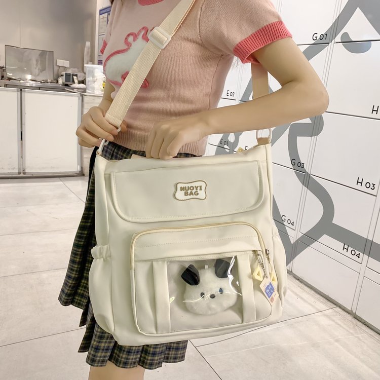ins large capacity college student class canvas bag girl niche Japanese commuting fresh crossbody bag tote bag
