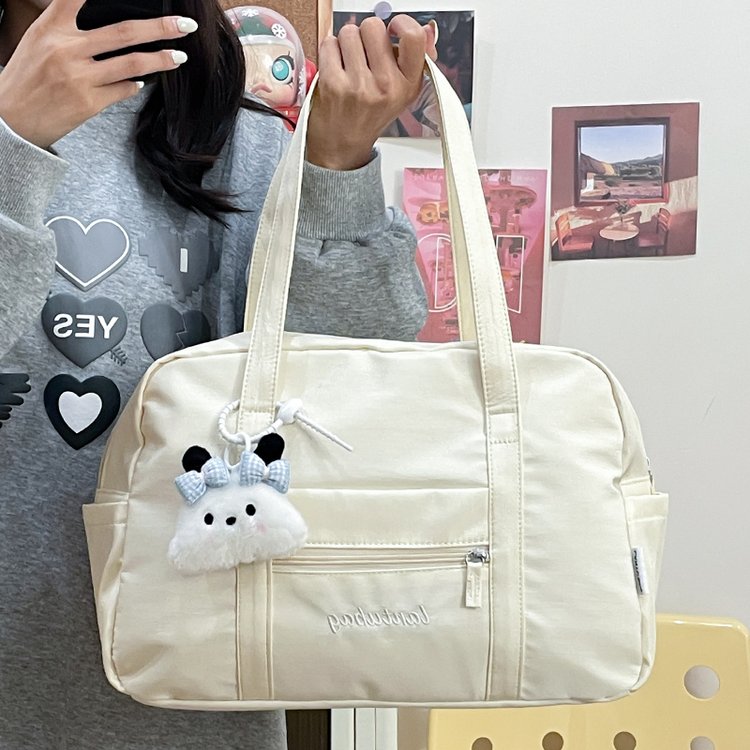 Nylon lightweight large capacity casual Korean fitness bag travel bag Boston zipper shoulder bag