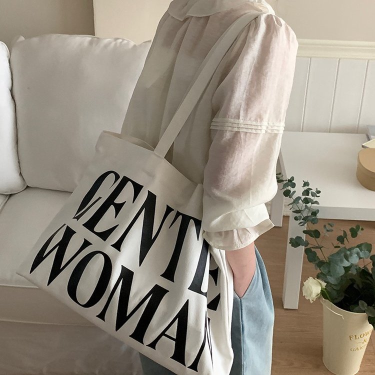 New shoulder bag for female students, Korean style canvas tote bag, versatile large capacity handbag for going out