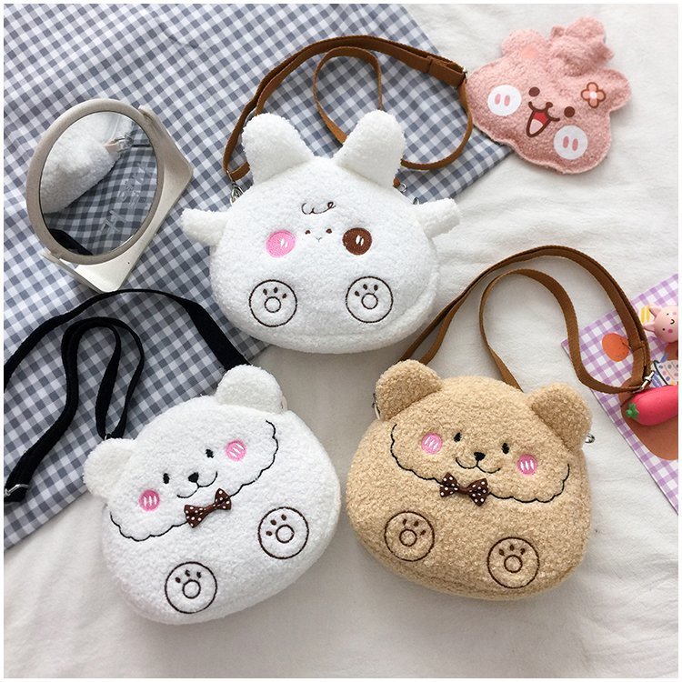 Lamb plush ins small bag for women 2022 winter new cute one-shoulder crossbody bag soft girl girl furry bag