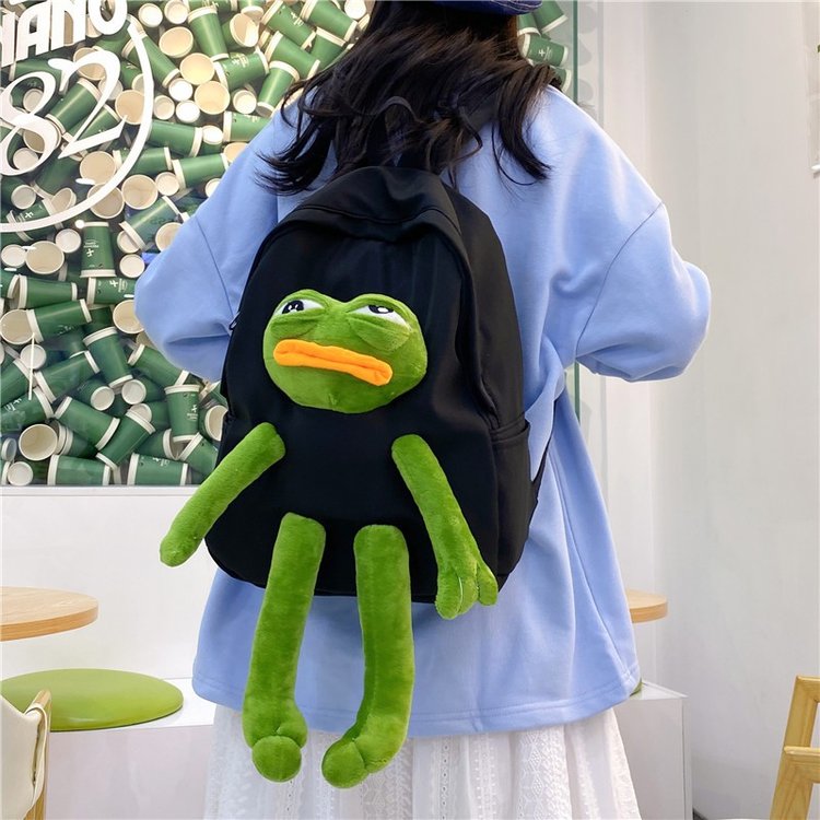 Korean version of cute and funny student schoolbag girl personalized frog doll backpack large capacity high school student backpack