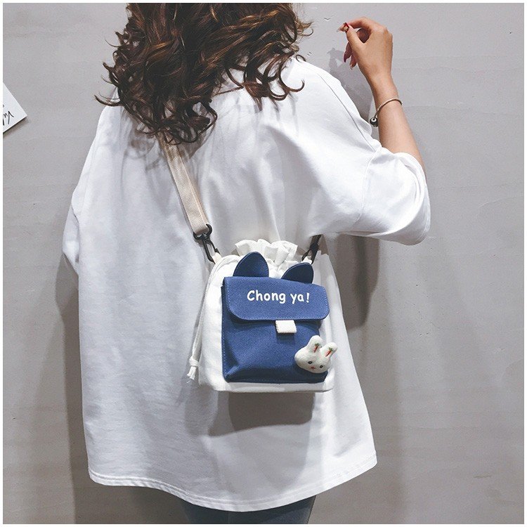 Canvas small bag for women 2020 new ins Japanese crossbody bag cute 2021 student literary shoulder mobile phone bag
