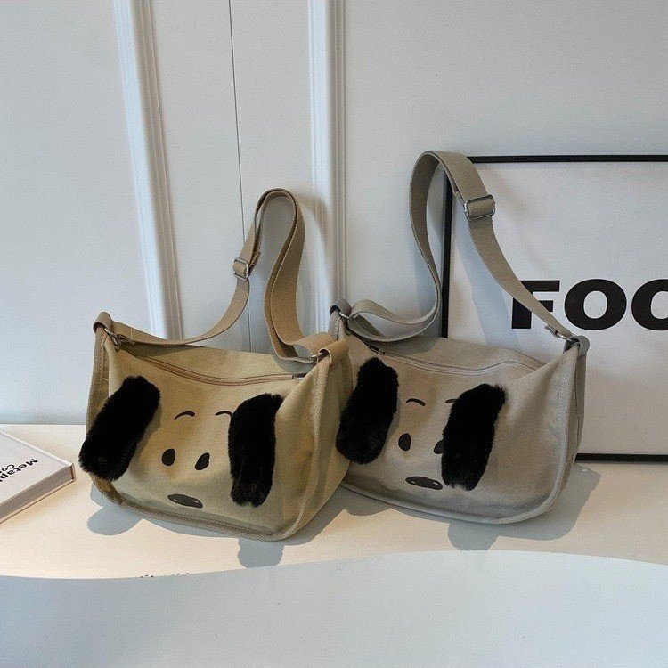 2024 New Cartoon Japanese Style Ins Style College Style Retro Casual Crossbody Bag Female Versatile Student Print Puppy
