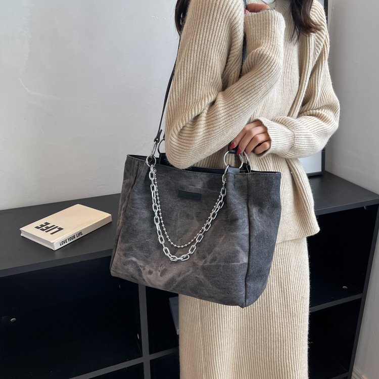 Bag women's large-capacity cloth bag niche canvas shoulder bag high-end college student class commuting tote bag