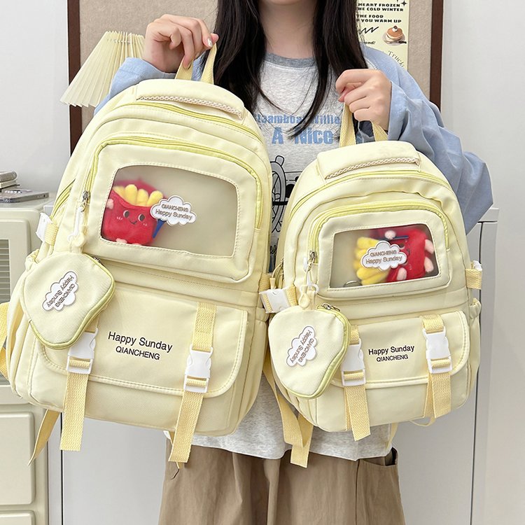Japanese ins fresh little girl backpack versatile backpack cute transparent bar bag bag for primary and secondary school students