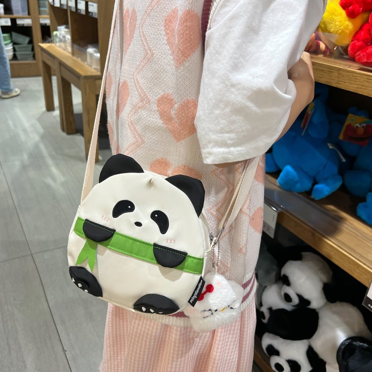 Cute panda cartoon small shoulder bag Chinese style girl daily versatile storage bag student campus portable cross-body bag
