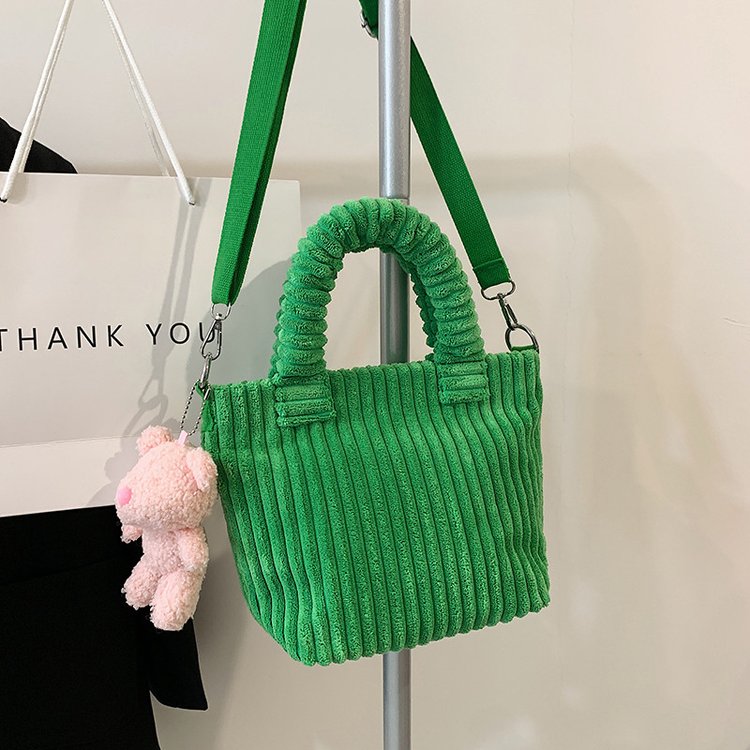 Casual simple corduroy handheld small bag women's bag 2024 new trendy autumn and winter casual one-shoulder cross-body tote bag