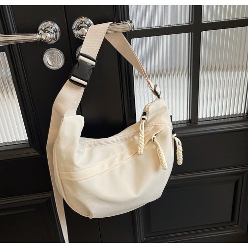 Large-capacity bag women's new shoulder bag casual Korean version solid color crossbody bag trendy student nylon dumpling bag