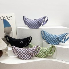 Niche triangle bag canvas crossbody small bag women's 2024 new sports dumpling bag casual versatile shoulder bag trendy