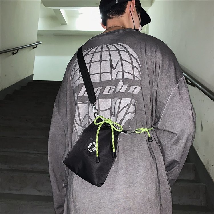 Summer new trendy brand personalized mini backpack drawstring crossbody bag women's street style halter bag men's mobile phone bag