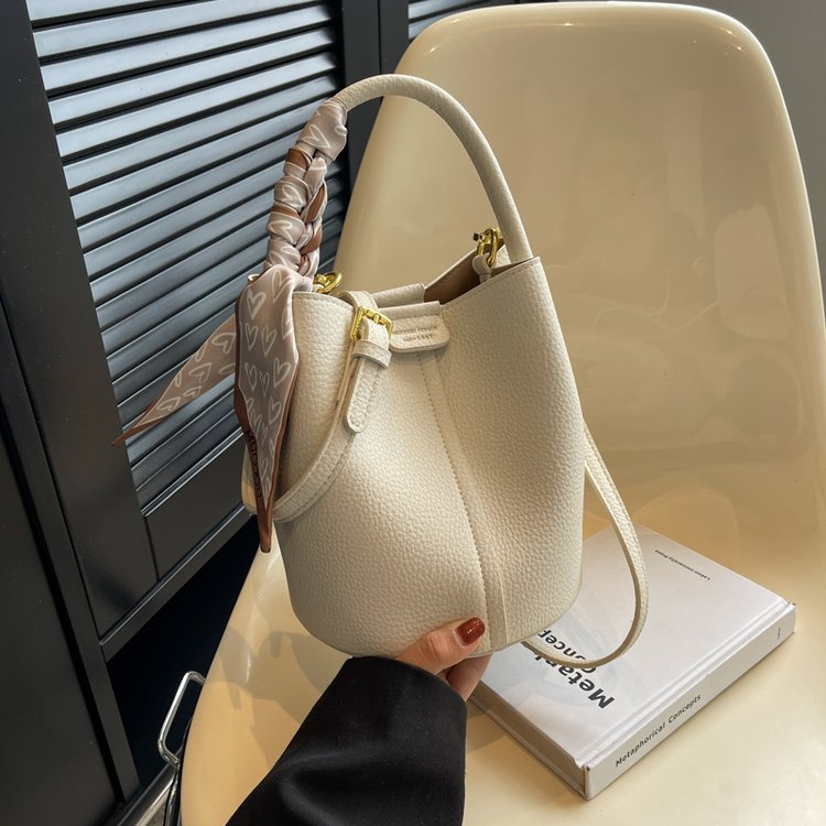 New style bag for women Korean style fashion high-end silk scarf portable bucket bag niche design western style crossbody bag