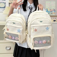 Japanese cute nylon transparent pain bag large capacity versatile girl student schoolbag Korean style backpack high-end