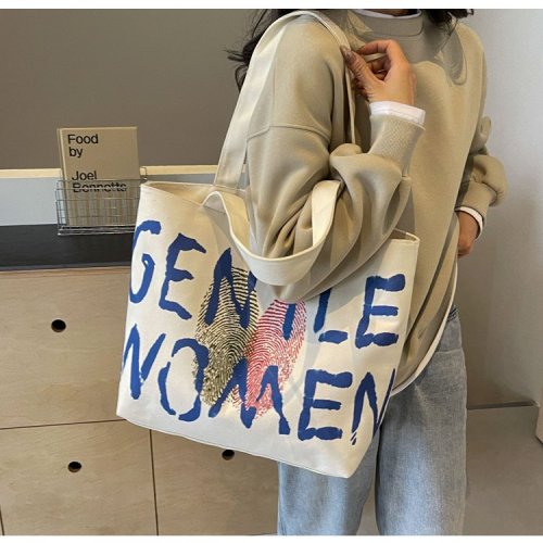 Canvas bag women's 2024 new shoulder bag casual large capacity Korean version student school bag literary and versatile handbag