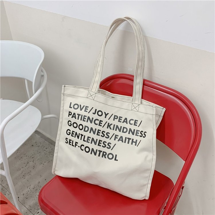 Original design niche canvas bag women's single shoulder college student class bag tote bag thickened literary tote bag large bag