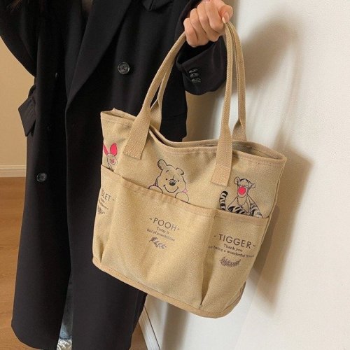 Spring and summer retro tote bag for women large-capacity canvas bag for female students for class, tote bag for commuting, single shoulder