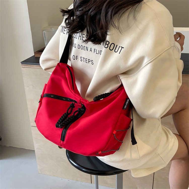 Canvas large-capacity bag for women 2024 new single shoulder Korean style crossbody bag student commuter nylon cloth dumpling bag
