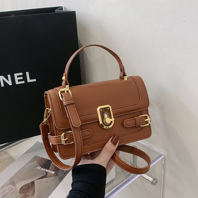 Cross-border fashion women's bag 2024 new simple embossed stone pattern handheld small square bag commuter shoulder crossbody bag
