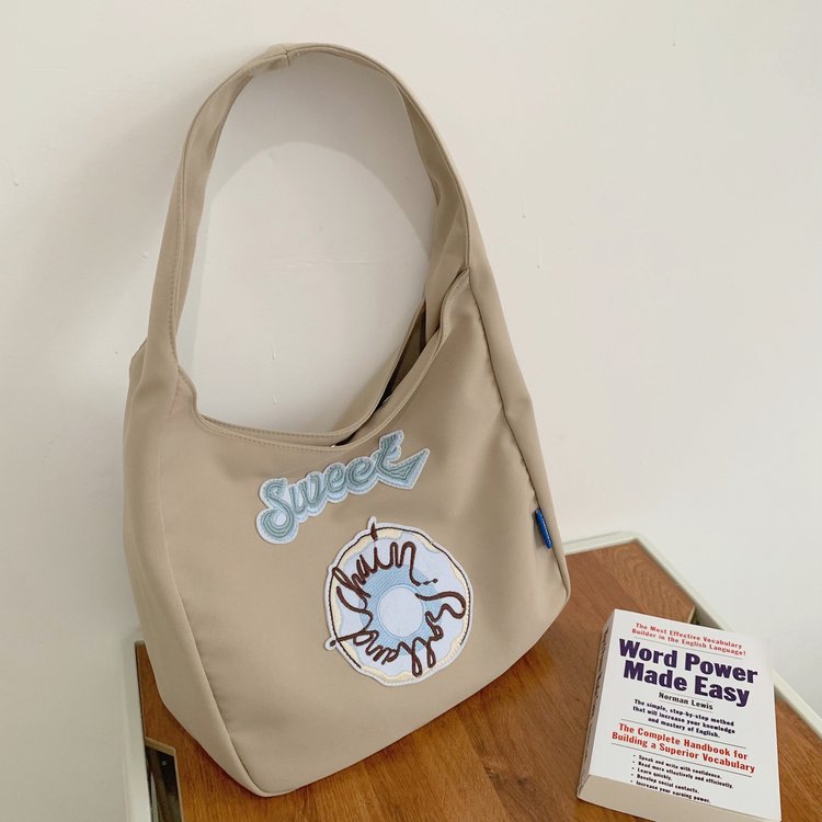 2023 New Trendy Casual Commuting Women's Shoulder Bag College Student Canvas Bag Small Fresh Underarm Bag