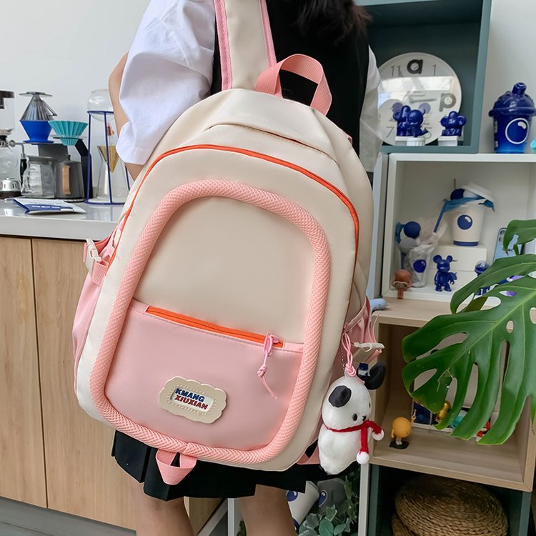 Junior high school student schoolbag female Japanese style ins style stitching backpack trendy large capacity campus contrasting color middle school student backpack male