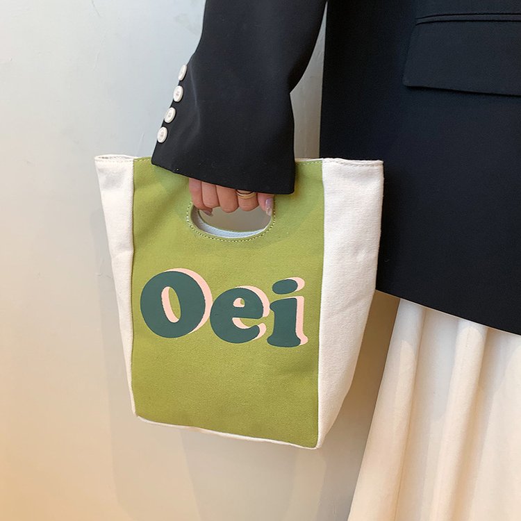 Student office worker environmentally friendly printed canvas bag Barbie pink bag thickened lunch box lunch box bag portable bag