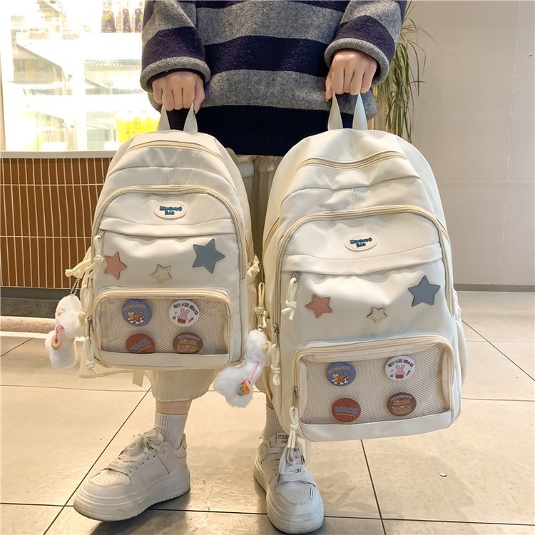 Backpack women's high-end backpack cross-border 2024 new simple schoolbag college women's large-capacity star pain bag