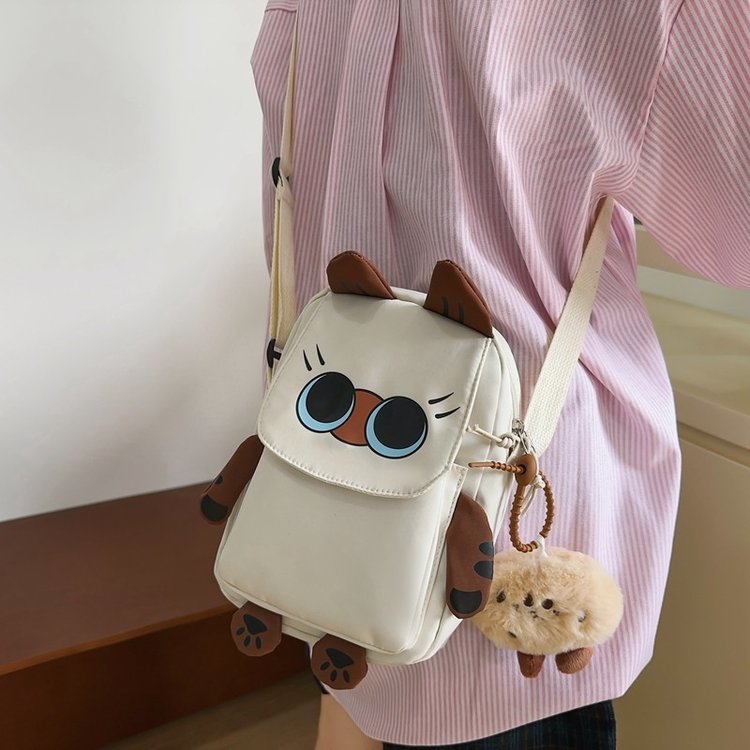 Summer crossbody small bag for women new ins Japanese cute cartoon Siamese cat mobile phone bag girly heart shoulder bag