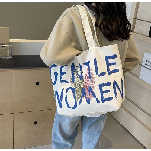 Canvas bag women's 2024 new shoulder bag casual large capacity Korean version student school bag literary and versatile handbag
