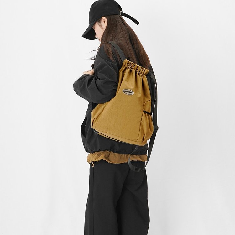 Trendy brand lightweight pocket drawstring backpack men's fitness sports backpack women's ins storage bag travel drawstring bag