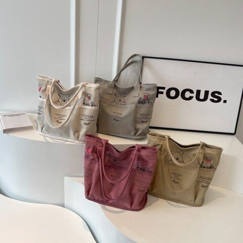 Spring and summer retro tote bag for women large-capacity canvas bag for female students for class, tote bag for commuting, single shoulder