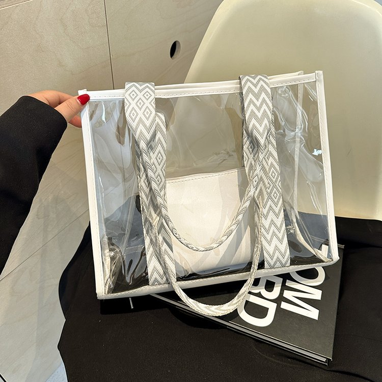 Korean fashion trend tote bag for women 2024 summer new transparent mother-in-law bag large capacity single shoulder armpit bag