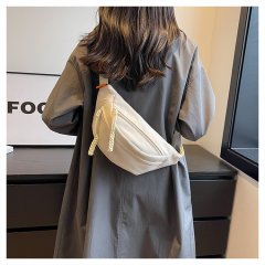 Japanese canvas chest bag for women ins casual simple crossbody bag 2024 new student boy bag versatile waist bag