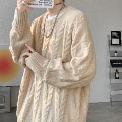 Twist sweater men's loose large size lazy style couple round neck sweater sweater jacket