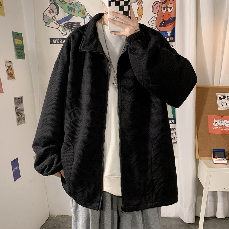 Spring fashion brand men's loose cardigan stand collar baseball uniform jacket