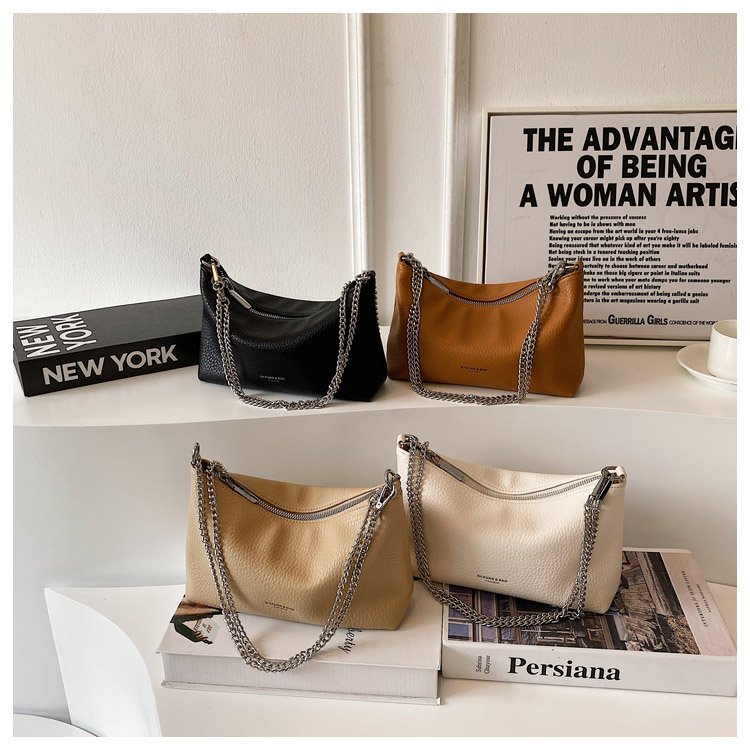 Bags for women 2024 new fashion niche design litchi pattern one-shoulder crossbody bag high-end chain small square bag trendy