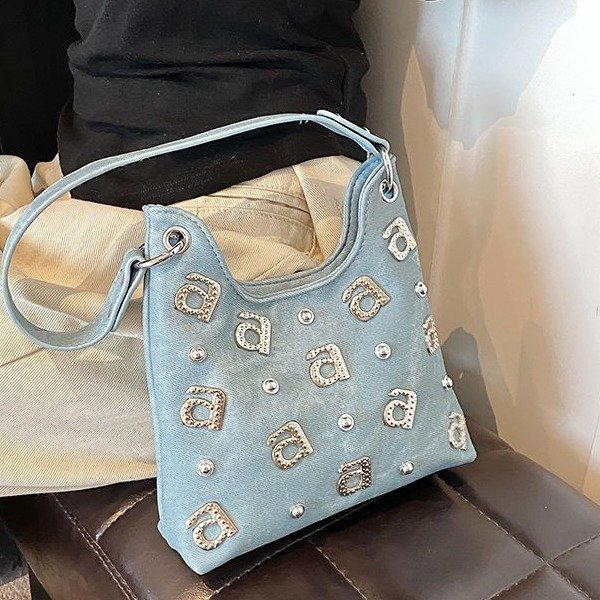 Casual niche denim bag for women 2024 new popular versatile crossbody bag Western style super hot shoulder bucket bag