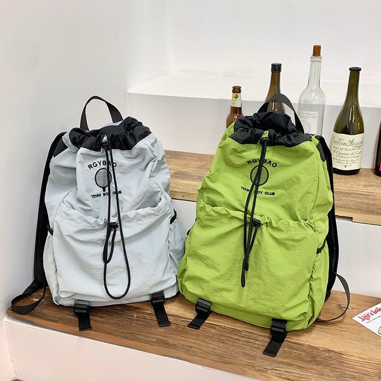 2024 New Korean Style Drawstring Lightweight Backpack Travel Hiking Cycling Backpack Badminton Bag Men’s and Women’s Tennis Bag